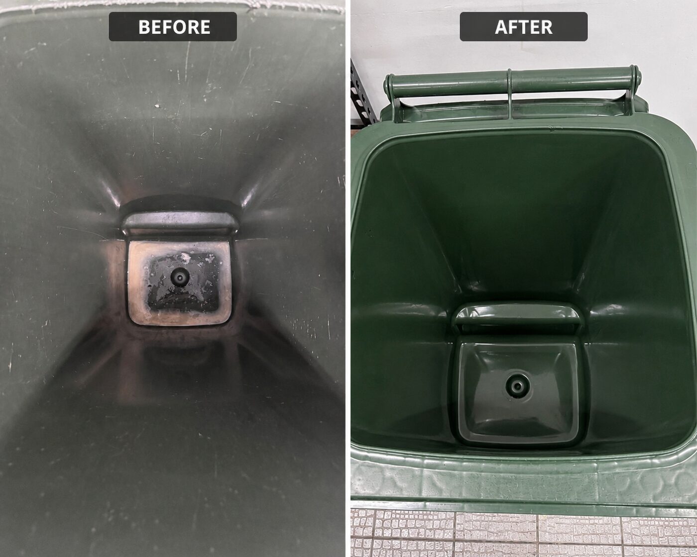 Bin before and after strata common area cleaning