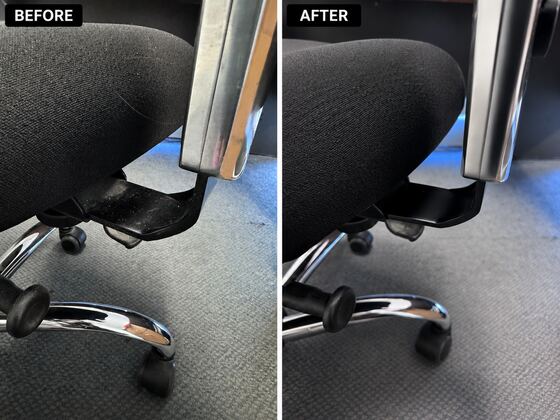 Chair arms before and after cleaning